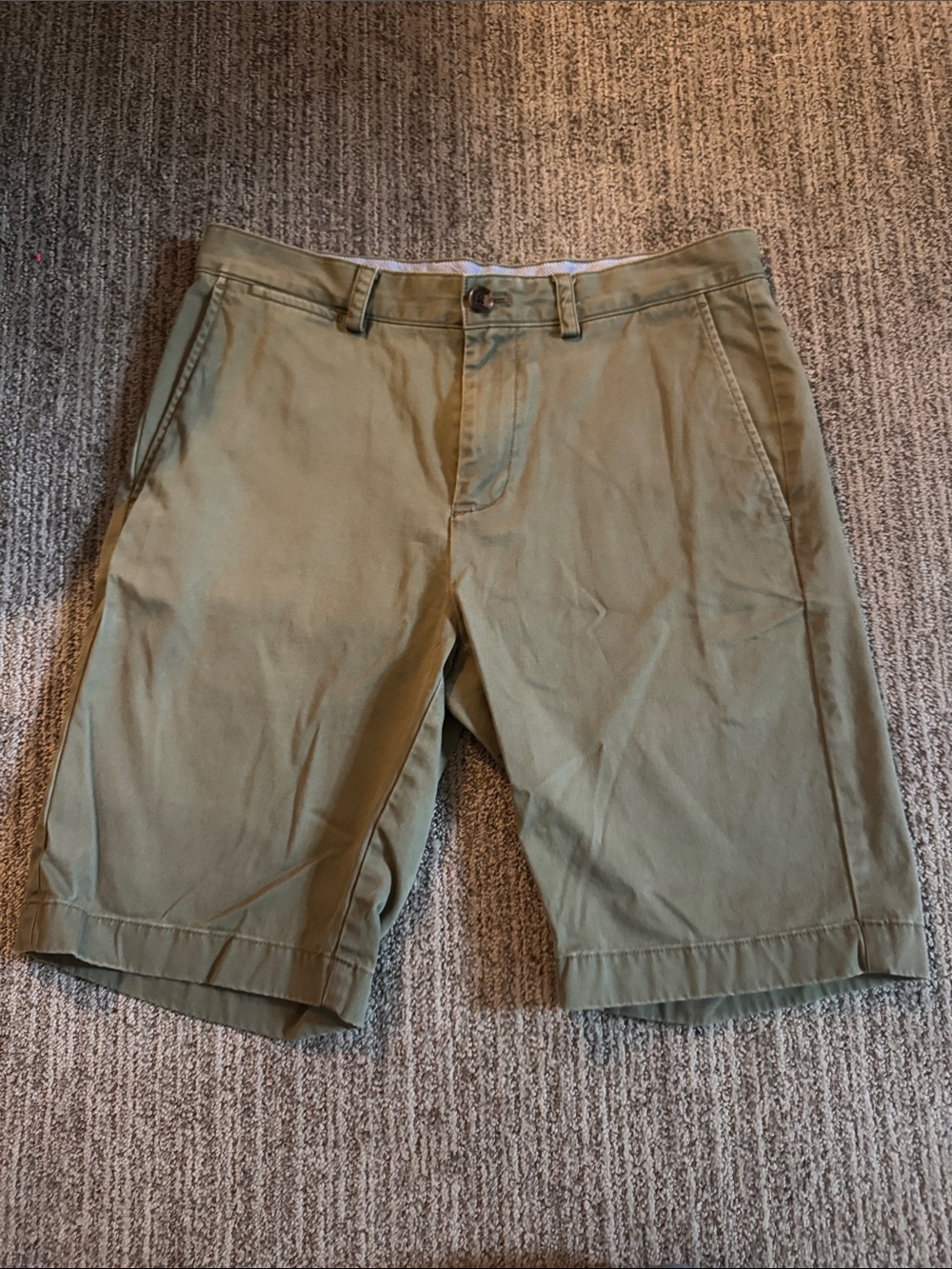 Brooks Brothers Olive Flat-Front Cotton Shorts